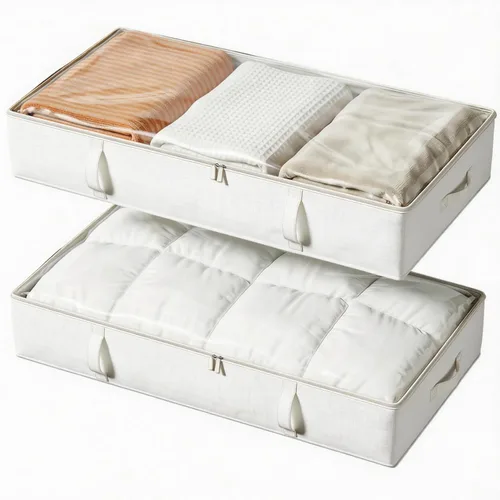Miniatura 9 de Vailando Contenedores de almacenamiento para debajo de la cama, 6 pulgadas de alto y 60 litros debajo de la cama con asas resistentes y paredes