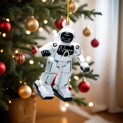 Miniatura 6 de Adorno de robot personalizado 2025, adornos de robot para árbol de Navidad, adorno de robótica, decoración colgante para árbol de Navidad (Robot1)