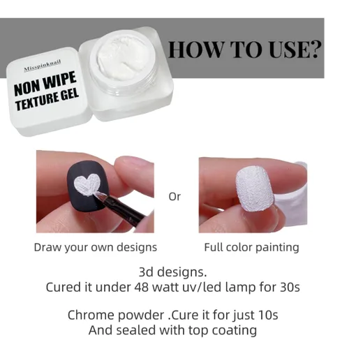 Miniatura 5 de Textura Gel semi sólido 0.21 oz polvo espejo 3D arena textura yeso escultura blanco en color claro trazo en relieve pintura gel