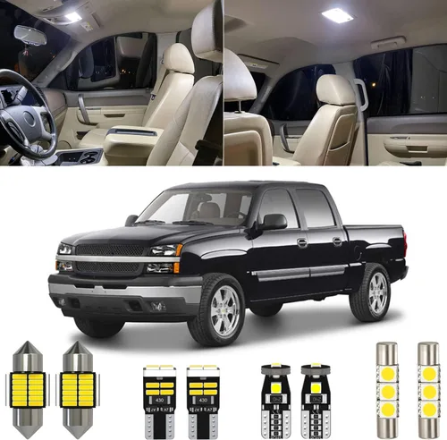 Xpismii Kit de 12 piezas de luces LED interiores blancas de 6000K, paquete de repuesto para Chevy Chevrolet Silverado/GMC Sierra 1999 2000 2001 2002