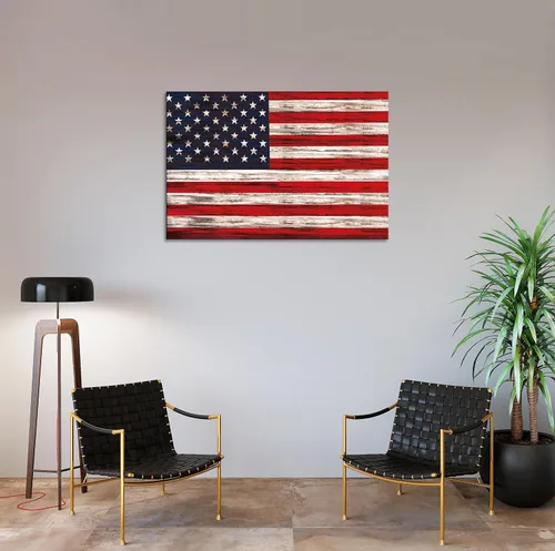 Miniatura 6 de SKASNFAI Arte rústico de pared con bandera estadounidense motivacional, patriótica, para oficina, póster de lienzo para sala de estar, ilustración