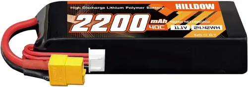 Hilldow 2200mAh Lipo Battery 3S 11.1V 40C RC Battery with XT60 Plug for RC Car Truck RC Vehicles Boat Drone RC Airplane Quadcopter Helicopter