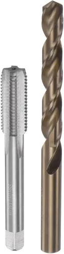 Miniatura 49 de uxcell Juego de grifos y brocas, M12 x 1.25 H2 rectos, fresadora de roscas para máquina de flauta recta, 0.413 in de acero cobalto M35 de alta