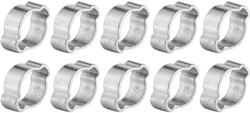 Miniatura 4 de 10 abrazaderas de oreja dobles, abrazaderas de manguera de acero inoxidable chapadas en zinc, clip de tubo de tubo Fule de 0.79-0.78 pulgadas