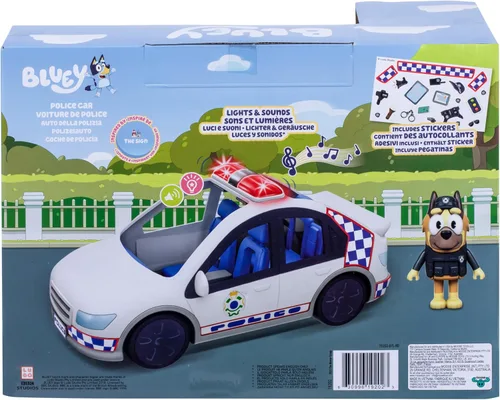 Miniatura 4 de Bluey Police Car Toy, Vehicle from The Special Episode The Sign. Includes Toy Police Car with Flashing Lights & Sounds, Policeman Figure, and Themed