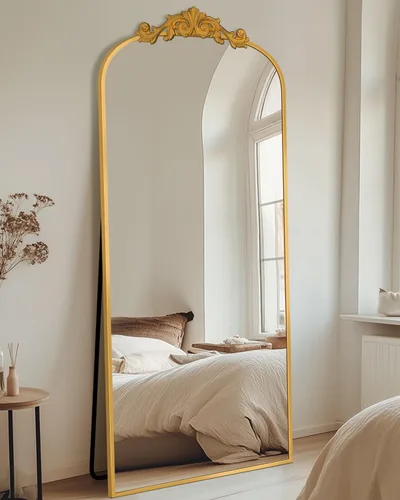 Miniatura 22 de Antok Espejo arqueado de longitud completa, espejo de piso de 71 x 28 pulgadas con tallado, espejos de cuerpo completo para decoración del hogar