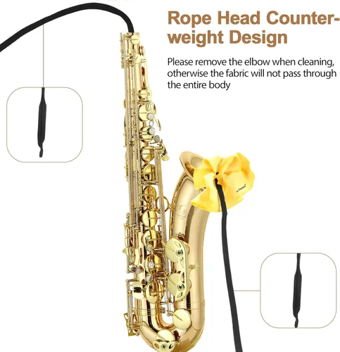 Miniatura 3 de Kit de Limpieza de Saxofón, para Saxofón Alto, Tenor, Soprano y Otros Instrumentos de Viento y Madera, Incluye 1 * Paño de Limpieza y 1 * Cepillo