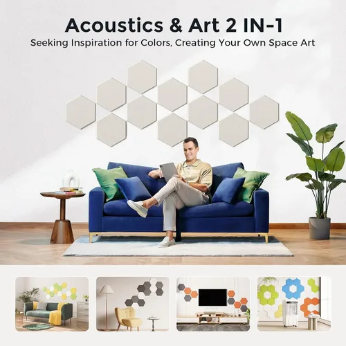 Miniatura 5 de Paneles acústicos autoadhesivos [390 lbs/yd³ de densidad ultra alta], panel de absorción de sonido de segunda generación, panel de sonido de nivel