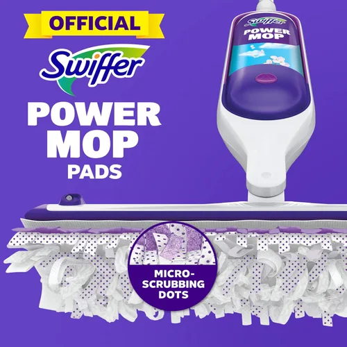 Miniatura 3 de Swiffer PowerMop - Recambios de almohadilla de trapeador multisuperficie para limpieza de pisos, 11 unidades, color blanco/morado