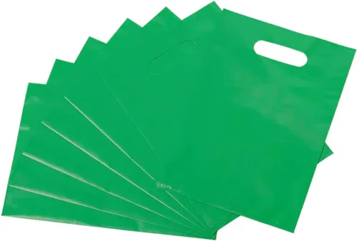 Miniatura 17 de ysmile Bolsa de plástico para compras para pequeñas empresas, bolsa de polietileno para mercancías con asa troquelada de gran tamaño 11.8x15.8