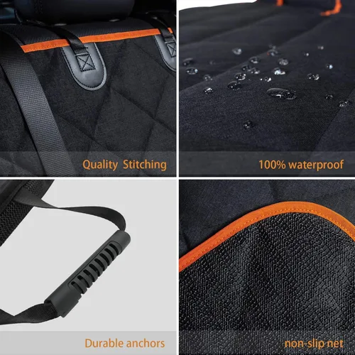 Miniatura 6 de Funda de asiento de automóvil para perro, antideslizante, impermeable, resistente, cinturón de seguridad central, compatible con reposabrazos