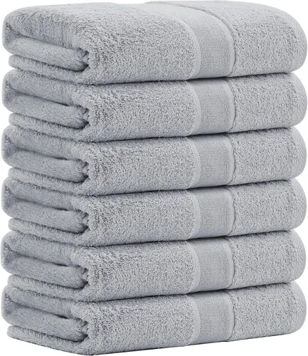 Miniatura 17 de Aibaser Toallas de baño, 27 x 54 pulgadas, naturales, ultra absorbentes, para baño, viajes, gimnasio, ducha y spa (juego de 6 piezas) (azul)