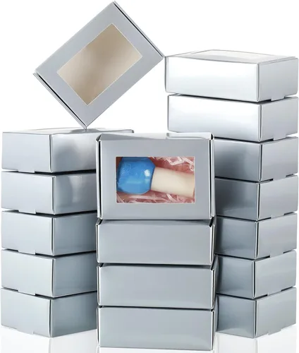 Miniatura 9 de Zonon 30 cajas de jabón para embalaje casero, mini cajas de papel kraft con ventana para panadería, dulces, jabón, embalaje de regalo