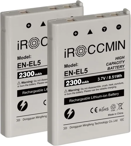 2 baterías de repuesto EN-EL5 de 2300 mAh para Nikon Coolpix 3700, 4200, 5200, 5900, 7900, P3, P4, P80, P90, P100, P500, P510, P520, P530, P5000,