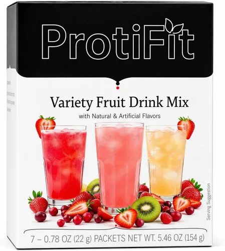 Miniatura 10 de ProtiFit - Mezcla de bebida en polvo de sabor a fruta con alto contenido en proteínas, 15g de proteína, baja en calorías, sin azúcar, compatible