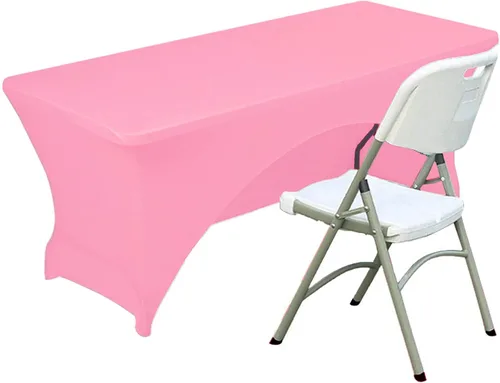 Miniatura 15 de Funda de mesa de poliéster ajustada de 4 pies con spandex, cubierta de mesa elástica, protector de mesa con parte trasera abierta - Negro