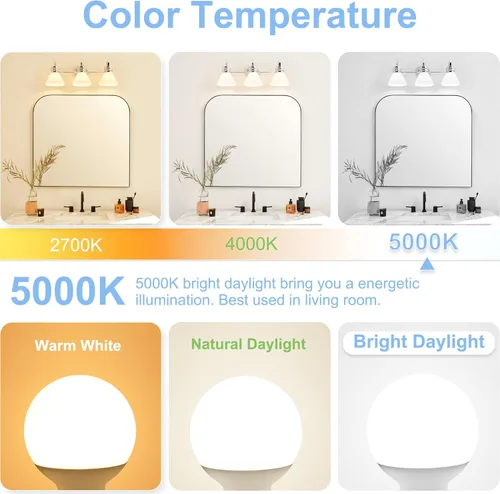 Miniatura 3 de Cotanic Bombillas de globo de luz diurna de 5000 K, base estándar E26, 5 W (reemplazo incandescente equivalente a 60 vatios), 500 lm, no regulable
