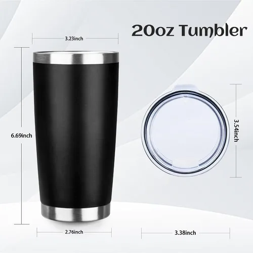 Miniatura 2 de StarSpeed Vaso de 20oz a granel con tapa, acero inoxidable de doble pared aislada al vacío, taza de café con recubrimiento de polvo para bebidas