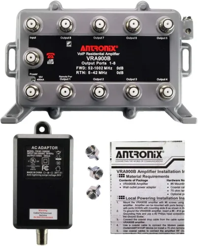 9 puertos bidireccional cable TV Splitter señal aumentador/amplificador con retorno activo cero pérdida de señal VoIP teléfono bypass puerto y