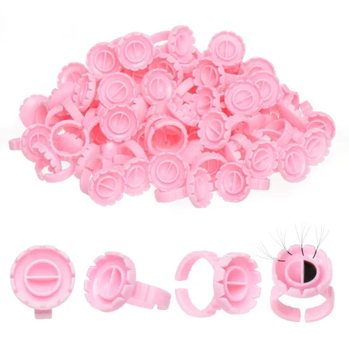 Miniatura 7 de 300 anillos de extensión de pestañas en forma de corazón, taza de pegamento para pestañas de volumen, anillos de extensión de pestañas