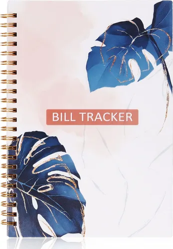 Rastreador de pagos de facturas. Cuaderno A5 planificador de facturas con encuadernación en espiral y bolsillo trasero - Organizador de finanzas y