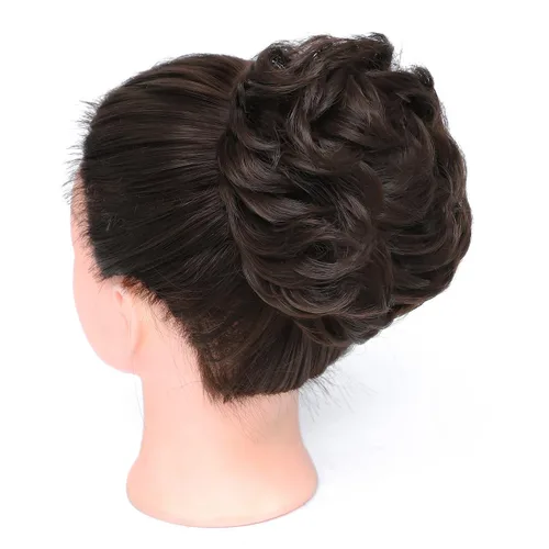 Miniatura 3 de Rose bud Extensiones de Cabello para Mujer con Forma de Moño Desordenado, Extensión de Cabello con Moño Rizado y Despeinado, Scrunchie de Cabello