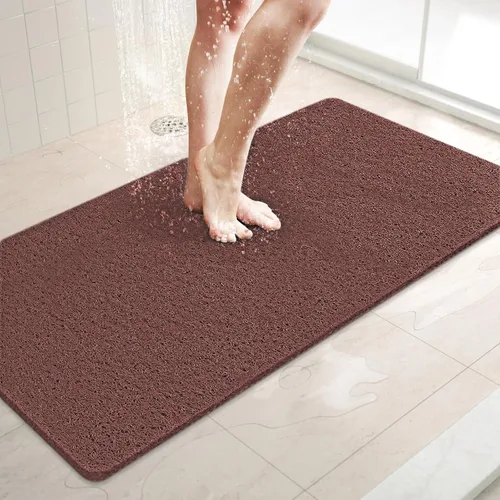 Miniatura 32 de LuxStep - Tapete de ducha, de 24 x 36 pulgadas, tapete de baño antideslizante con drenaje, tapete de baño de cloruro de polivinilo, de secado Gris