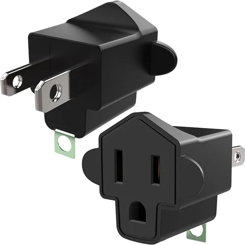 Miniatura 10 de JACKYLED - Clavija convertidora de 3 a 2 navajas, adaptador de toma a tierra. Convertidor de pared de material ignífugo resiste hasta 392 °F