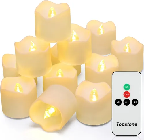 Miniatura 13 de Topstone Vela de Té LED Naranja de Halloween con Temporizador de 4/6/8 H, Control Remoto Vela Sin Llama, Velas Falsas a Batería, Vela Votiva