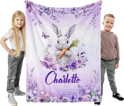 Miniatura 20 de Manta de bebé personalizada, manta con nombre personalizado para niños, bebés y adultos, mantas con animales personalizadas para niñas, niños