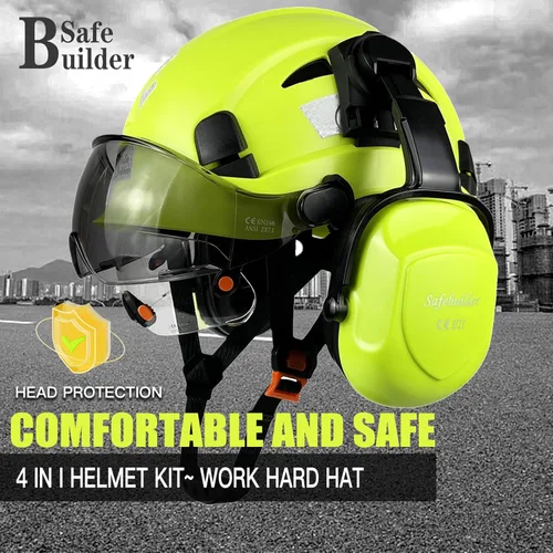 Miniatura 2 de SAFEBUILDER Casco de Seguridad Industrial con Visera Orejeras Casco Duro con Visera Cascos Duros Ventilados Trabajo de Construcción Protección