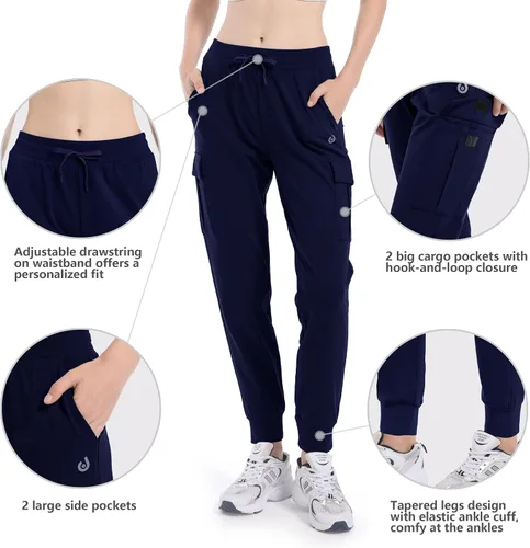Miniatura 5 de HARTPOR Pantalones deportivos con forro polar para mujer, pantalones cargo de senderismo, resistentes al agua, pantalones deportivos de invierno