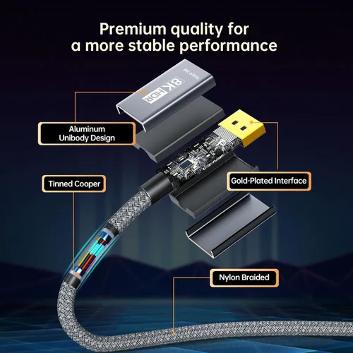 Miniatura 5 de Cable USB C a DisplayPort 1.4 de 6 pies, 8K @60Hz 4K a 144Hz HDR, cable USB tipo C a DP de 32.4 Gbps HBR3 DSC, Thunderbolt 4/3 compatible