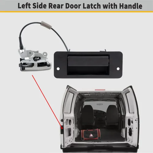Miniatura 3 de Pestillo de puerta trasera con manija – Lado izquierdo del conductor – Compatible con Ford E150 E250 E350 E450 1992-2019, kit de pestillo de puerta