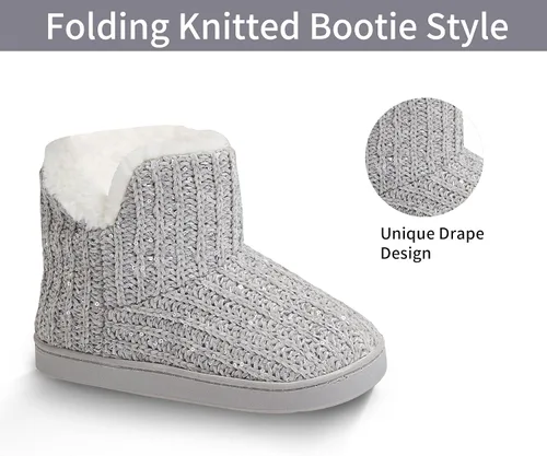 Miniatura 6 de WOJWSKI Pantuflas de punto para mujer, de invierno, cálidas, de forro polar, espuma viscoelástica, con cómodo forro de felpa