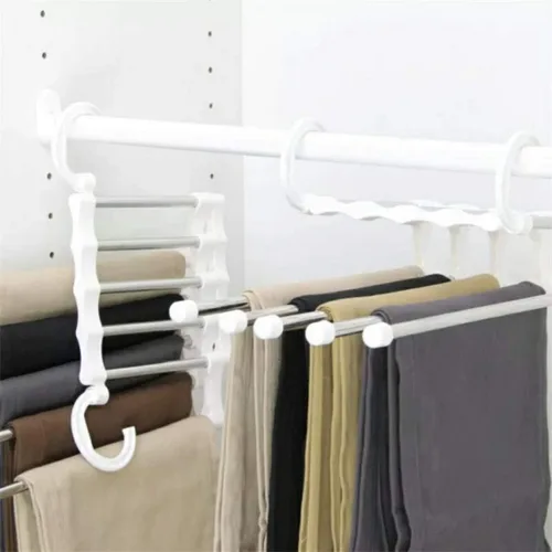 Tipo colgante no plisado pantalones perchero, toallero, gancho de seda para toallas, gancho para cinturón, forma creativa ahorra 5 veces espacio