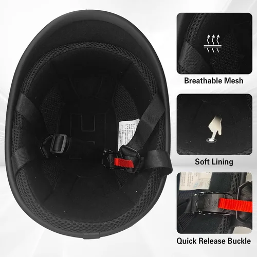 Miniatura 4 de Casco de motocross de media gorra para adultos, casco abierto para motocicleta, ciclismo, motocross, para hombres y mujeres, aprobado por DOT