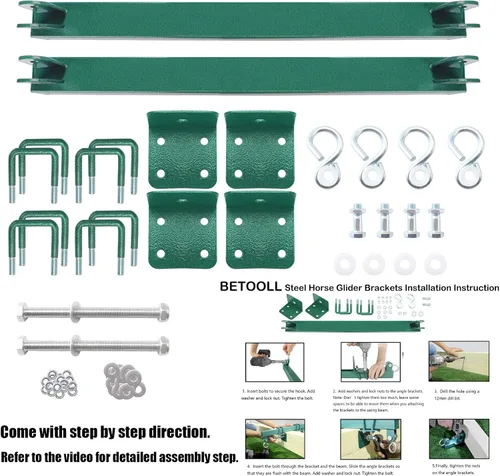 Miniatura 2 de Betooll Soportes de columpio planeadores, perfectos para juegos de columpios de caballo, capacidad de peso de 400 libras, 2