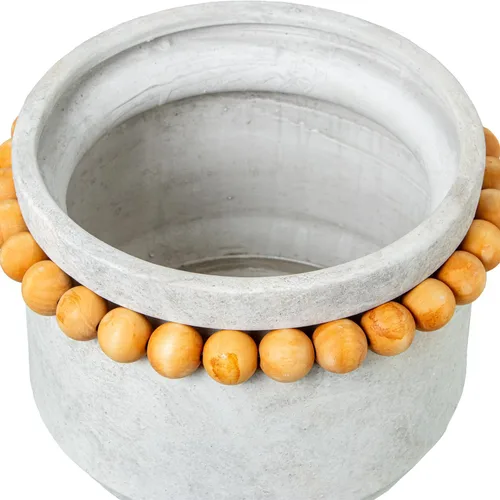 Miniatura 2 de MACETERO CERÁMICA ø30 cm GRIS C/BOLITAS Madera_° 11.8 x 7.9 in