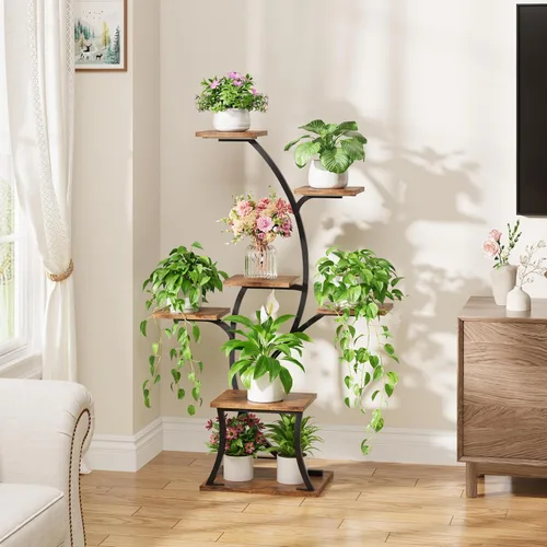 Miniatura 2 de Soporte para plantas de interior con luces de crecimiento, estante de plantas de interior de 7 niveles, soportes de esquina de 44 pulgadas