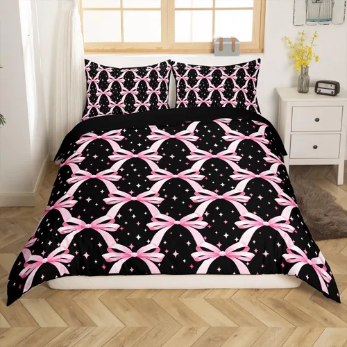 Miniatura 46 de Juego de funda de edredón con lazo de dibujos animados para niños, tamaño individual, juego de ropa de cama de mariquita, escarabajo, insecto