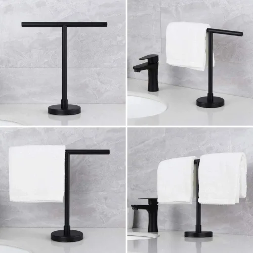 Miniatura 2 de Estante de encimera negro mate de pie libre, moderno soporte para toallas de mano para baño, cocina o tocador