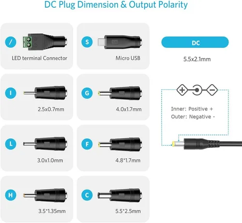 Miniatura 3 de Belker Fuente de adaptador de alimentación universal de CA CC de 24 W, 3 V, 4.5 V, 5 V, 6 V, 7.5 V, 9 V, 12 V, con 8 puntas para tira de luz LED