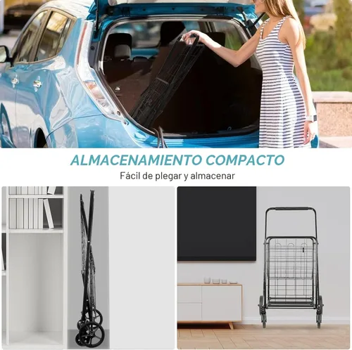 Miniatura 6 de Carrito de compras con capacidad de 150 kg para comestibles, carrito de comestibles jumbo mejorado con forro impermeable, ruedas giratorias de 360°