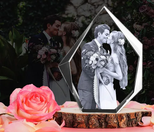 Miniatura 2 de Foto de cristal, personalizada con tu propia foto, imagen grabada con láser, marco de cristal para retrato de iceberg grabado personalizado