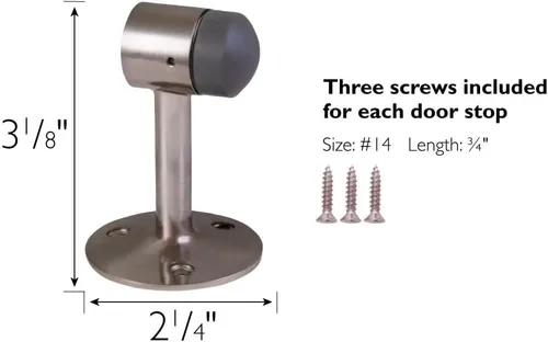 Miniatura 4 de Design House 189290-SN - Protector de pared para puerta con punta de goma, tapón de puerta de aluminio de níquel satinado, paquete de 2