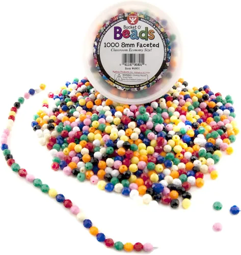 Hygloss Productos Bucket O'Beads - Cuentas facetadas de plástico - Colores surtidos - Ideal para artes y manualidades - Joyería, llaveros y más -