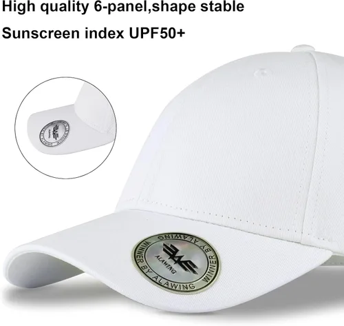 Miniatura 2 de ALAWING Gorra de béisbol plateada de tamaño ajustable para actividades al aire libre, algodón puro, resistente al sudor y transpirable, M
