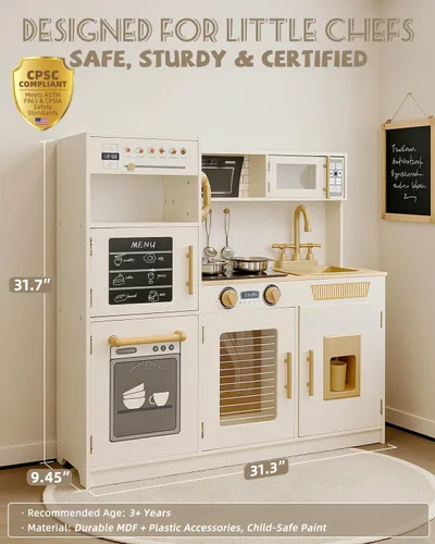 Miniatura 2 de YUG Set de Cocina de Juguete para Niños con Luces y Sonidos Reales, Juego de Cocina para Niños Pequeños que Incluye Estufa, Horno, Lavavajillas