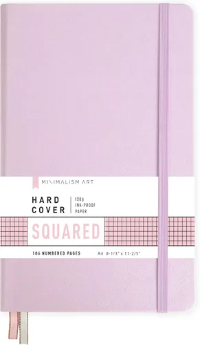 Miniatura 15 de Minimalism Art, Premium Hard Cover Notebook Journal, X-Large Size, Master A4 8.3" x 11.4", 186 Numbered Pages, Gusseted Pocket, Ribbon Bookmark